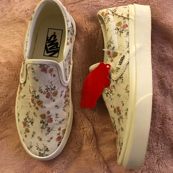 cream floral vans